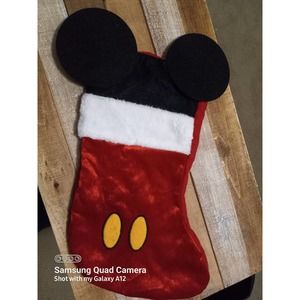 Disney Mouse Ears Red Christmas Stocking Excellent